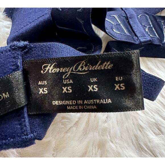 Honey Birdette ELVIS💙 Navy Blue Monogram Branded Garter XS - Picture 3 of 3